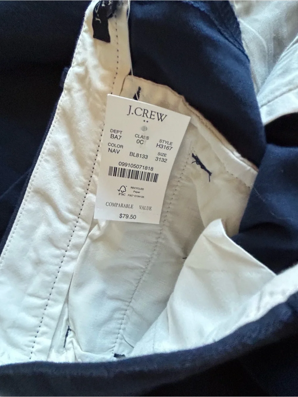 J. Crew Navy Blue Men's Chino Pants
